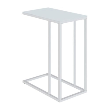 Coaster Home Furnishings Glass Top Snack Table Chrome and White, 10"D x 18"W x 24"H (900250)
