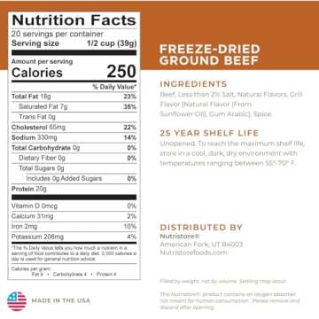 Nutristore Freeze Dried Ground Beef for Survival & Camping