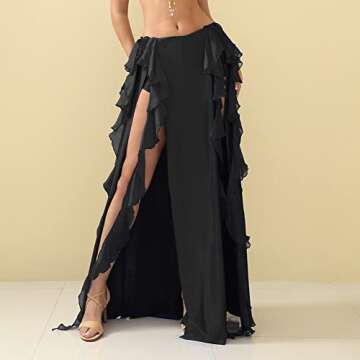 ROYAL SMEELA Belly Dance Skirt Chiffon Belly Dancing Skirt Bellydance Skirts Belly Dancer Costumes for Women Black