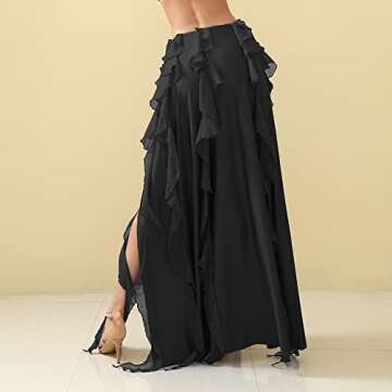 ROYAL SMEELA Belly Dance Skirt Chiffon Belly Dancing Skirt Bellydance Skirts Belly Dancer Costumes for Women Black