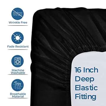 DAN RIVER Full Jersey Sheet Set | Luxury 100% Cotton Bed Sheets | T-Shirt Sheets | All Season Bedding | Soft Comfortable Deep Pocket Jersey Cotton Bed Sheets (4Pc, Full, Black)