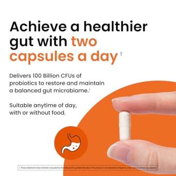 Ombre Healthy Gut Probiotics for Digestive Health 100 Billion CFU - Prebiotics and Probiotics for Women & Men with Lactobacillus Acidophilus & Digestive Enzymes, Gut Health Support, Vegan, 30 Servings