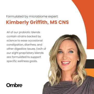 Ombre Healthy Gut Probiotics for Digestive Health 100 Billion CFU - Prebiotics and Probiotics for Women & Men with Lactobacillus Acidophilus & Digestive Enzymes, Gut Health Support, Vegan, 30 Servings