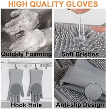 Yiwanda Reusable Silicone Dishwashing Gloves - Versatile & Heat Resistant