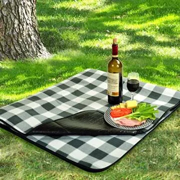 Picnic at Ascot Charcoal Plaid Blanket Perfect for Outdoors