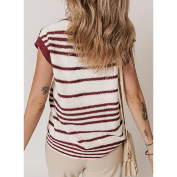 Dokotoo Vest Tops for Women Striped Button Women Vest Trendy Spring Outfits for Women 2025 Sweater Vest Women Red Small