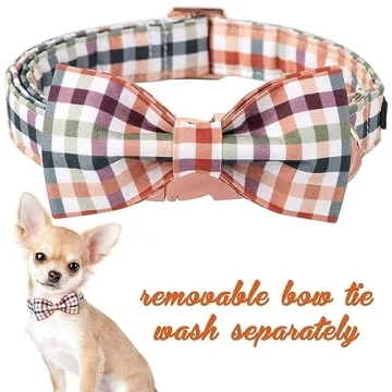 Stylish Cotton Dog Collar with Bow Tie for All Sizes