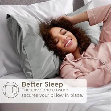 Bedsure Satin Pillowcase Set of 2 - Silver Grey Elegance