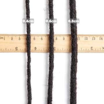 Teresa 0.8cm & 0.6cm & 0.4cm & 0.2cm Width 6-18 Inch 10, 20, 40, 70, 100 strands 100% Human Hair Dreadlock Extensions Men/Women,Full Handmade Permanent Human Loc Extensions Bundles(0.8cm,6 Inch)
