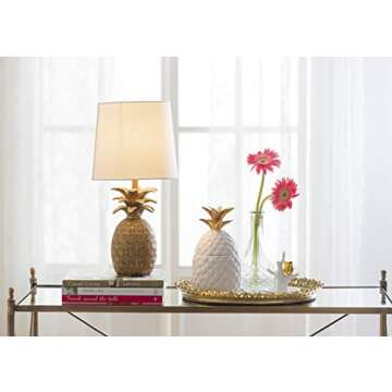 White & Gold Ceramic Pineapple Container with Lid