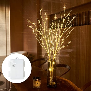 Birchlitland Lighted Birch Branches 32IN 100 LED with Timer - Warm White Decor for Home & Holiday