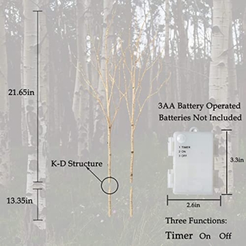 Birchlitland Lighted Birch Branches 32IN 100 LED Timer Battery Operated