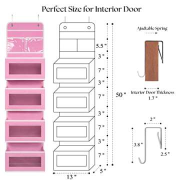 Over Door Organizer with 4 Large Capacity Pockets, Hanging Organizer Storage for Closet Bathroom Nur...