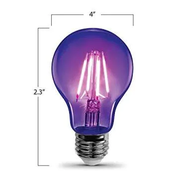 Feit Electric A19/BLB/LED 7 Watt Non-Dimmable Filament Glass A19 LED Light Bulb, Black Light for Party, Stage, Special Effects, Halloween