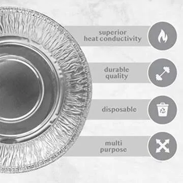 PLASTICPRO 10'' Inch Round Deep Tin Foil Pans Disposable Aluminum, Freezer & Oven Safe - For Baking, Cooking, Storage, Roasting, & Reheating, Pack of 10