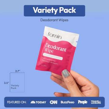 FOMIN Travel Deodorant Wipes - pH Balanced & Eco-Friendly