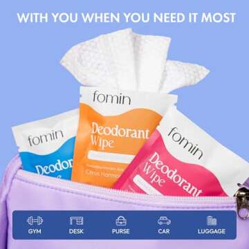 FOMIN Travel Deodorant Wipes - pH Balanced & Eco-Friendly