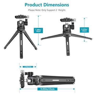 NEEWER Mini Tripod for Camera, Compact Desktop Tripod with 360° Low Profile Ball Head, 1/4" Arca Ty...