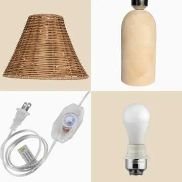 ora bamboo Handmade Ceramic Small Table Lamp with Rattan Shade, Dimmable Feature, and Included Bulb – UL Certified Rustic Boho Lighting for Bedroom, Living Room, or Nightstand Décor