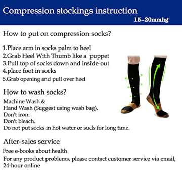 Graduated Copper Compression Socks for Men & Women Circulation 8 Pairs 15-20mmHg - Best for Running Athletic Cycling
