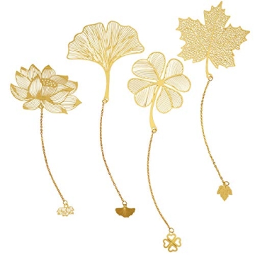 Elegant 4 Pack Metal Bookmarks with Stylish Chain - Ideal Gift for Book Lovers