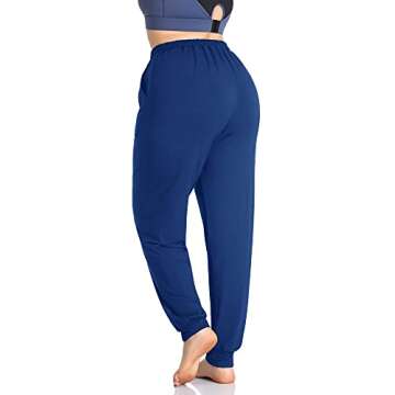 ZERDOCEAN Women's Plus Size Casual Lounge Yoga Pants Comfy Relaxed Joggers Pants Drawstring with Pockets Royal Blue 5X