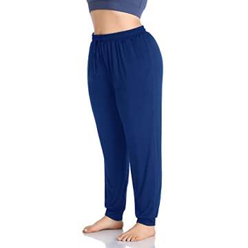 ZERDOCEAN Women's Plus Size Casual Lounge Yoga Pants Comfy Relaxed Joggers Pants Drawstring with Pockets Royal Blue 5X