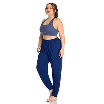 ZERDOCEAN Women's Plus Size Casual Lounge Yoga Pants Comfy Relaxed Joggers Pants Drawstring with Pockets Royal Blue 5X
