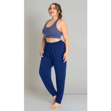 ZERDOCEAN Women's Plus Size Casual Lounge Yoga Pants Comfy Relaxed Joggers Pants Drawstring with Pockets Royal Blue 5X