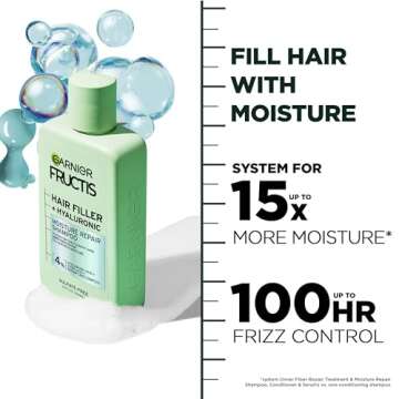 Garnier Fructis Hair Filler Bonding Pre-Shampoo Hair Treatment + Moisture Repair Shampoo, Conditioner and Serum Set with Hyaluronic Acid for Curly, Wavy Hair, 4 Items, 1 Kit