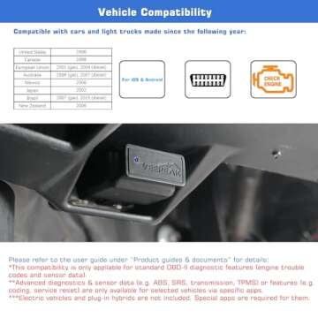 Veepeak OBDCheck BLE+ Bluetooth 4.0 OBD II Scanner Wireless Car Diagnostic Scan Tool Check Engine Code Reader for iOS & Android