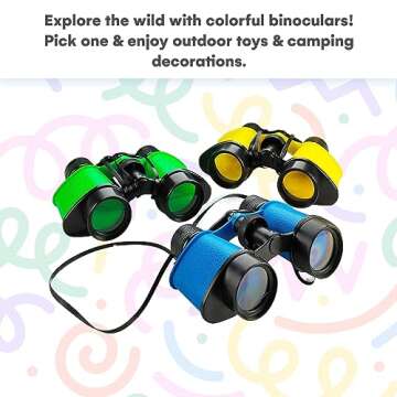 Kicko Pack of 12 Binoculars Toy for Kids - 3.5"x5" Kids Binoculars for Bird Watching and Jungle Pretend Play - Forest Guard Costume - Safari Party Favors and Educational Adventure Gifts for Children