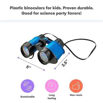 Kicko Pack of 12 Binoculars Toy for Kids - 3.5"x5" Kids Binoculars for Bird Watching and Jungle Pretend Play - Forest Guard Costume - Safari Party Favors and Educational Adventure Gifts for Children