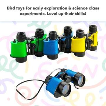 Kicko Pack of 12 Binoculars Toy for Kids - 3.5"x5" Kids Binoculars for Bird Watching and Jungle Pretend Play - Forest Guard Costume - Safari Party Favors and Educational Adventure Gifts for Children