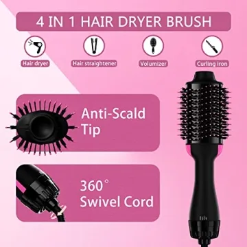 4-in-1 Hair Dryer Brush for All Hair Types with Ceramic Barrel