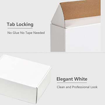 Timirog Shipping Boxes 13x10x3 Inches 20 Pack White Corrugated Cardboard Mailing Box for Small Business, Tab Locking Literature Mailer Packaging Supplies for Packing Book Gifts Craft