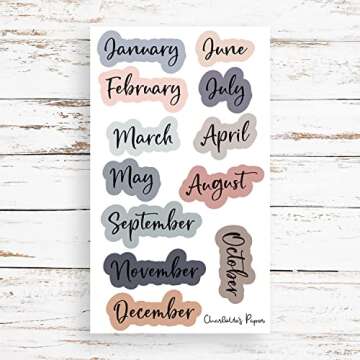 Date Dots 12 Months, Small Number Stickers, Months Stickers for Planners, Journal stickers for planning, Dreamy Boho Multicolor (Black Font)