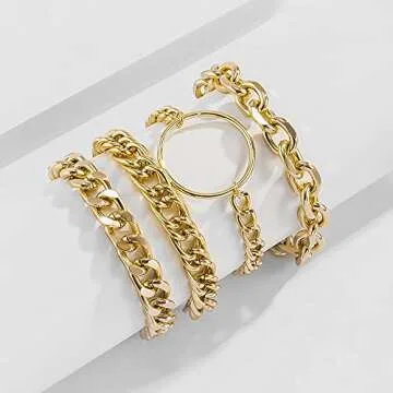 Elegant JWICOS Gold Chunky Chain Bracelet for Women