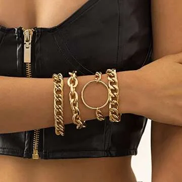 Elegant JWICOS Gold Chunky Chain Bracelet for Women