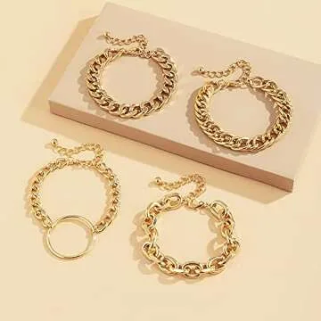 Elegant JWICOS Gold Chunky Chain Bracelet for Women