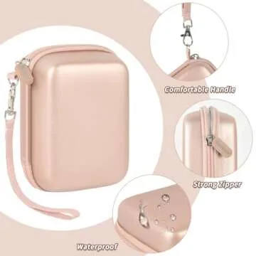 Digital Camera Case Compatible with Yifecial/for EROOLU/for VAHOIALD/for Kaisoon/for Kodak Pixpro/for Canon PowerShot ELPH 180 190/ for Sony DSCW800 DSCW830 Digital Cameras for Travel (Rose Gold)