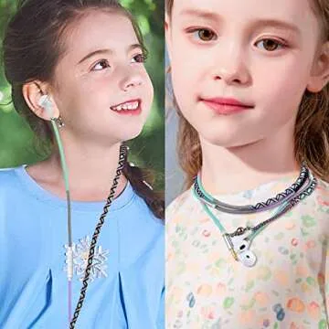 URIZONS 3.5mm Jack in-Ear Wired Headphones for Kids Earbuds with Built-in Microphone Noise Isolating Tangle-Free Cord Heavy bass Remote for iPhone, iPad, Mac Fabric Braided Wristband Bracelet