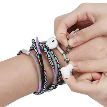 URIZONS 3.5mm Jack in-Ear Wired Headphones for Kids Earbuds with Built-in Microphone Noise Isolating Tangle-Free Cord Heavy bass Remote for iPhone, iPad, Mac Fabric Braided Wristband Bracelet