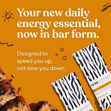 Verb Choc Chip Banana Bread Caffeinated Energy Bars - 90-Calorie Low Sugar Energy Bar - Nutrition Ba...