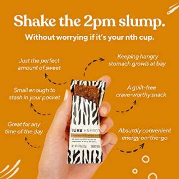 Verb Choc Chip Banana Bread Caffeinated Energy Bars - 90-Calorie Low Sugar Energy Bar - Nutrition Bars - Vegan Snacks - Gluten Free Breakfast Bars with Organic Green Tea, 22g (Pack of 12)