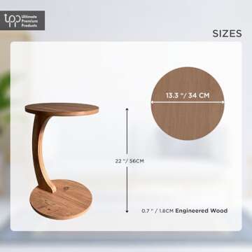 Ultimate Premium Products C-Shaped Round End Table with Rolling Wheels: A Movable, Space-Saving Side...