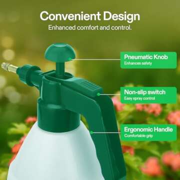 VIVOSUN 0.4 Gallon Handheld Garden Pump Sprayer, 50 oz Gallon Lawn & Garden Pressure Water Spray Bottle with Adjustable Brass Nozzle, for Plants and Other Cleaning Solutions (1.5L Green)