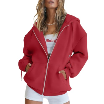 Trendy Queen Womens Zip Up Hoodies - Cozy Oversized Sweatshirts for Fall & Winter