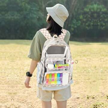 CAMTOP Clear Backpack Heavy Duty Transparent Bag See Through BookBag for Student School Work Festival Sport Travel