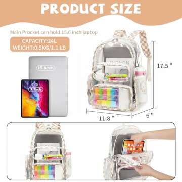 CAMTOP Clear Backpack Heavy Duty Transparent Bag See Through BookBag for Student School Work Festival Sport Travel